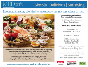 Flyer for Med instead of Meds Lunch and Learn series, Starting in October.